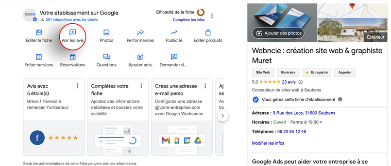 Avis Goggle fiche etablissement locale