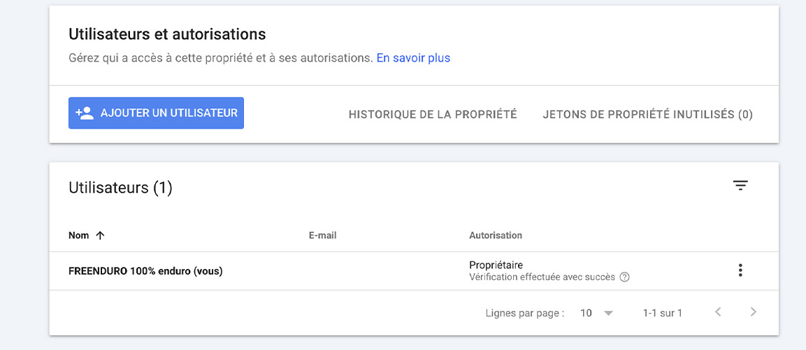 utilisateur goggle search console