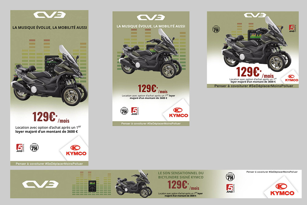 Création bannières pub campagne Kymco 